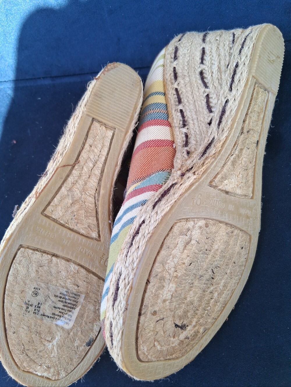 Dexter Striped Canvas Mary Jane Flats - Yellow, Blue, Red - Picture 6 of 6